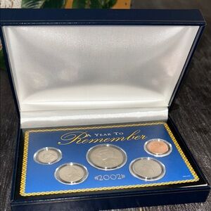 2002 Year to Remember Coin Set in Blue Case